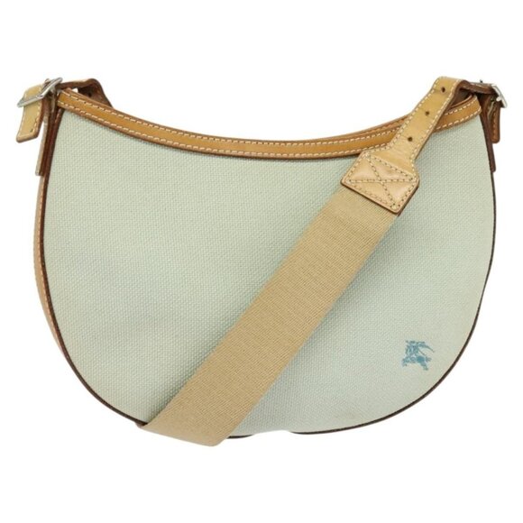 BURBERRY Blue Label Shoulder Bag Canvas Light Blue Silver Auth - Picture 1 of 16